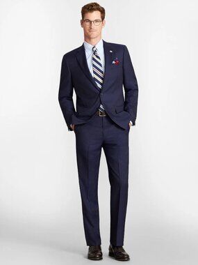 BROOKS BROTHERS 1818 Madison Navy Blue Pinstripe Wool Suit, Size 45L/40W
